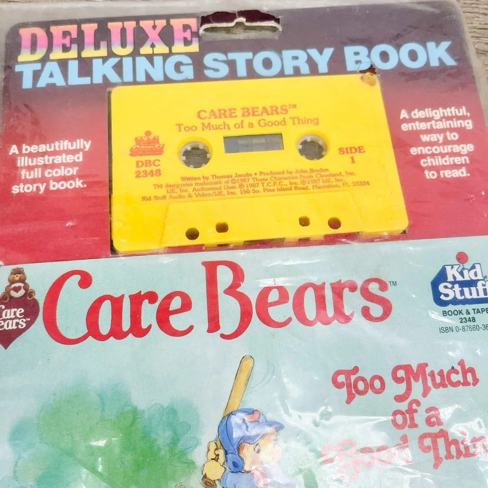 Vintage 1987 Care Bears Too Much of a Good Thing Story Book & Cassette
